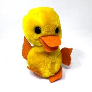 Dakin 1972 Duck Plush 6" Vintage Yellow Orange Nutshell Easter Bird Chick